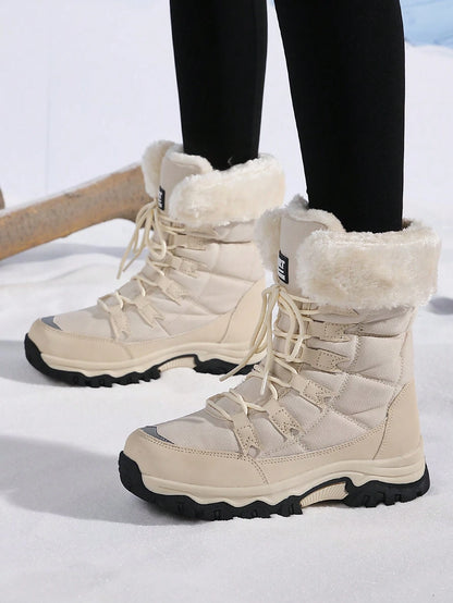 New Plus Size High-Top Anti-Slip Thick Thermal Lined Winter Boots, Warm Ankle Boots
