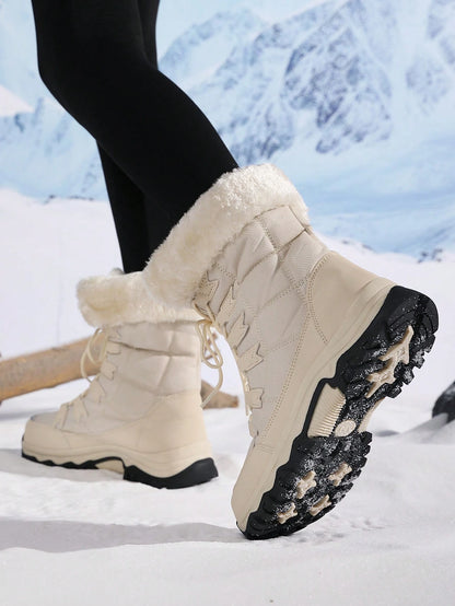New Plus Size High-Top Anti-Slip Thick Thermal Lined Winter Boots, Warm Ankle Boots