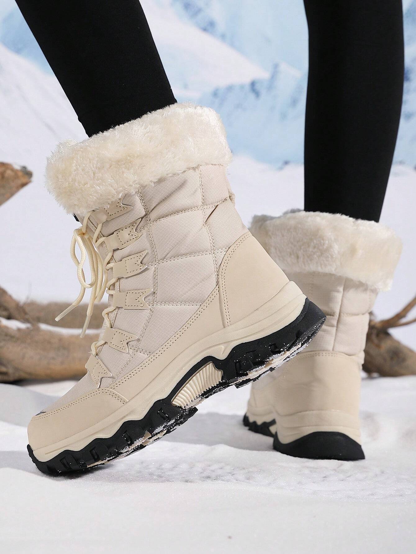 New Plus Size High-Top Anti-Slip Thick Thermal Lined Winter Boots, Warm Ankle Boots