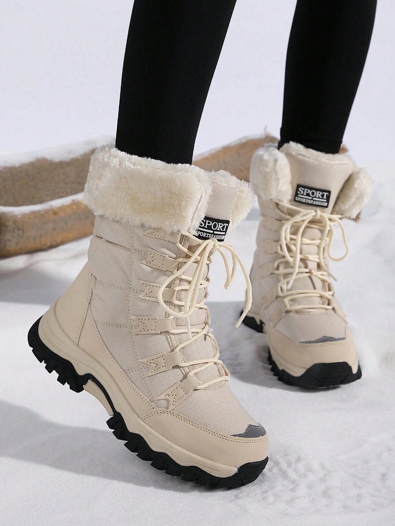 New Plus Size High-Top Anti-Slip Thick Thermal Lined Winter Boots, Warm Ankle Boots