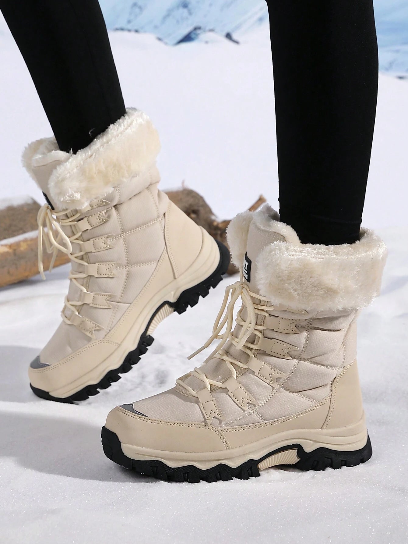 New Plus Size High-Top Anti-Slip Thick Thermal Lined Winter Boots, Warm Ankle Boots