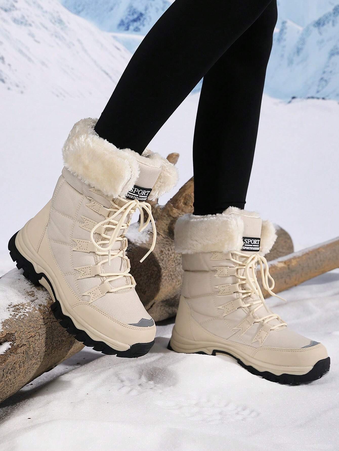 New Plus Size High-Top Anti-Slip Thick Thermal Lined Winter Boots, Warm Ankle Boots
