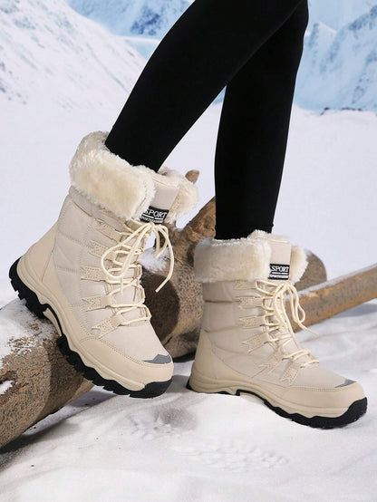 New Plus Size High-Top Anti-Slip Thick Thermal Lined Winter Boots, Warm Ankle Boots