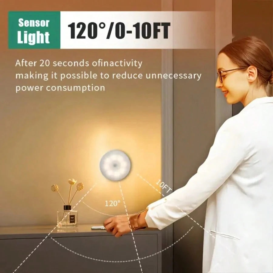 Round Motion Sensor LED Night Light, Smart Sensor Lamp
