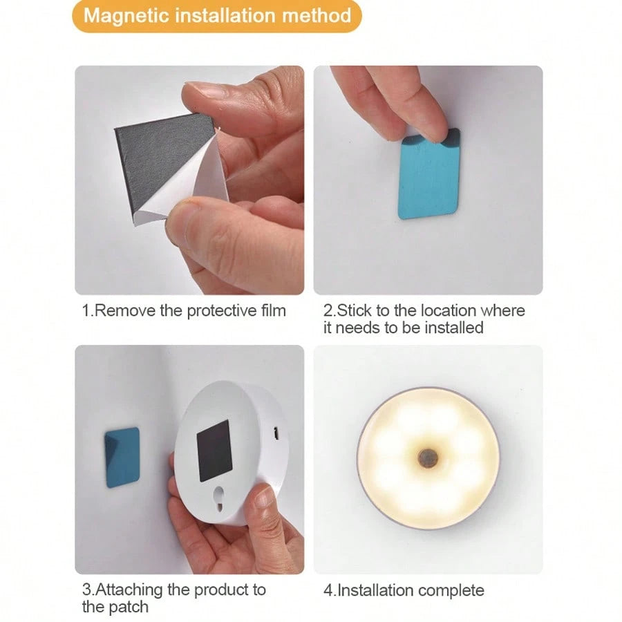Round Motion Sensor LED Night Light, Smart Sensor Lamp