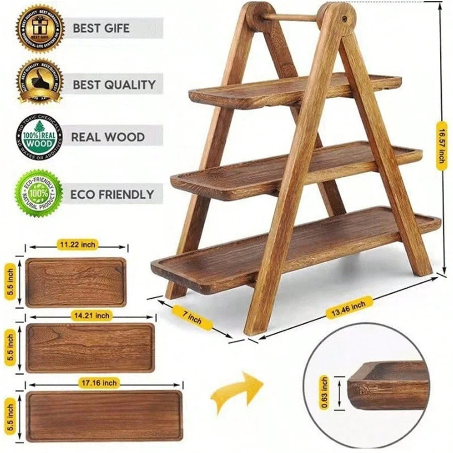 3-Tier Wooden Tray, Made Of Rosewood