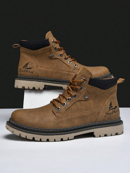 Classic Designer Handmade Men's Boots – Waterproof, Arch Support, Pressure Relief, Spacious Toe Box Outdoor Shoes