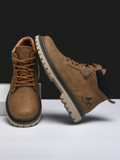 Classic Designer Handmade Men's Boots – Waterproof, Arch Support, Pressure Relief, Spacious Toe Box Outdoor Shoes
