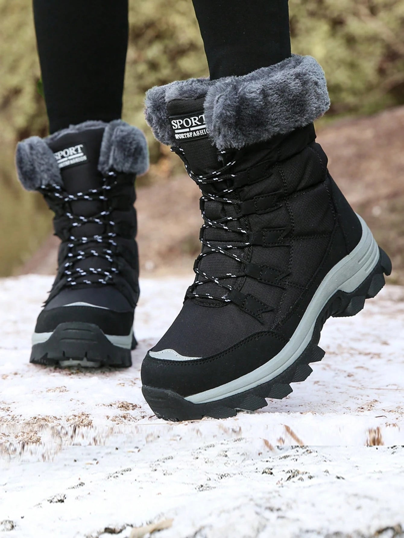 New Plus Size High-Top Anti-Slip Thick Thermal Lined Winter Boots, Warm Ankle Boots