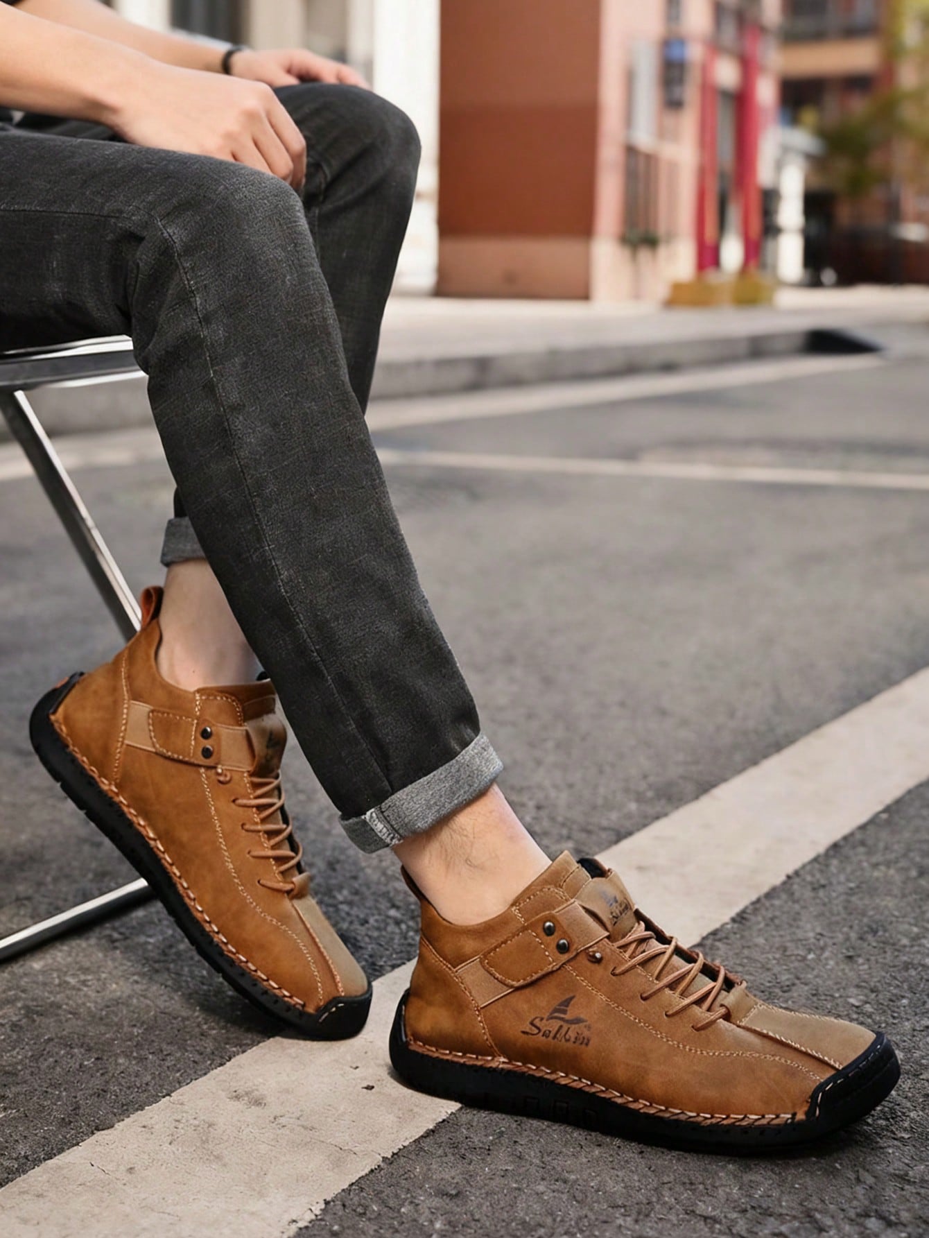 New Handmade Men's Boots With Elastic Band, Convenient Slip-On Design