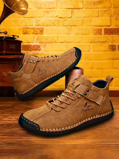 New Handmade Men's Boots With Elastic Band, Convenient Slip-On Design