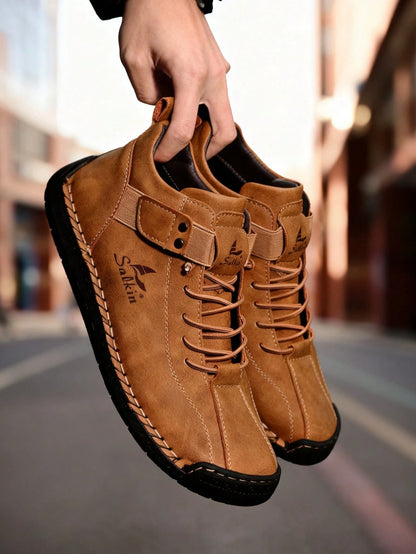 New Handmade Men's Boots With Elastic Band, Convenient Slip-On Design