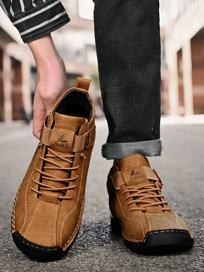 New Handmade Men's Boots With Elastic Band, Convenient Slip-On Design