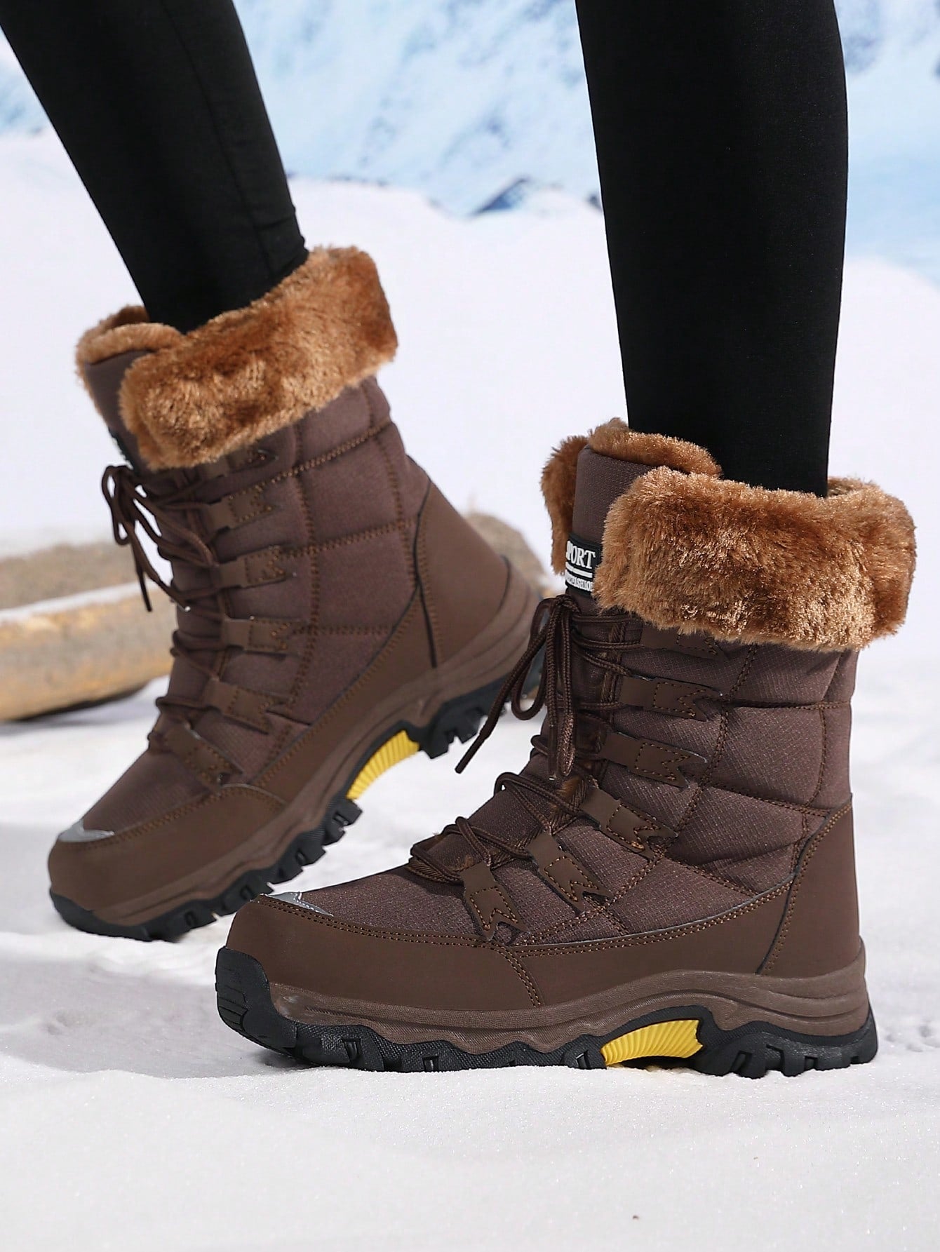 New Plus Size High-Top Anti-Slip Thick Thermal Lined Winter Boots, Warm Ankle Boots