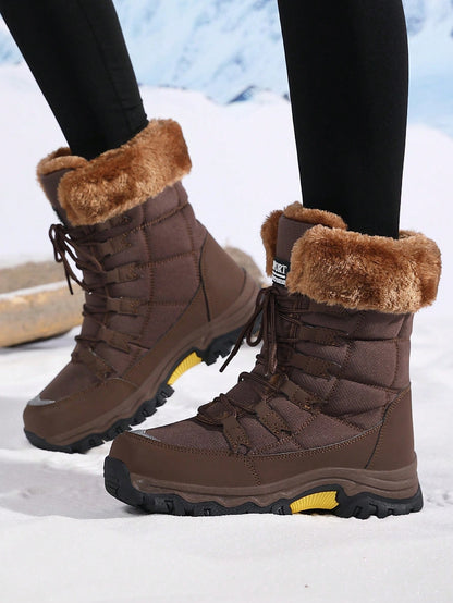New Plus Size High-Top Anti-Slip Thick Thermal Lined Winter Boots, Warm Ankle Boots