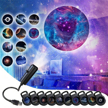 USB LED Starry Sky Projector. 360° Rotating Starry Sky Pattern.