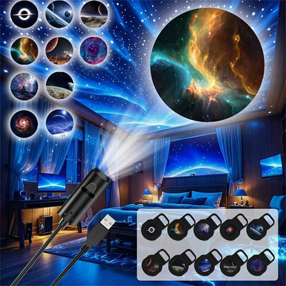 USB LED Starry Sky Projector. 360° Rotating Starry Sky Pattern.
