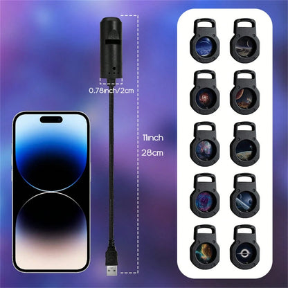USB LED Starry Sky Projector. 360° Rotating Starry Sky Pattern.