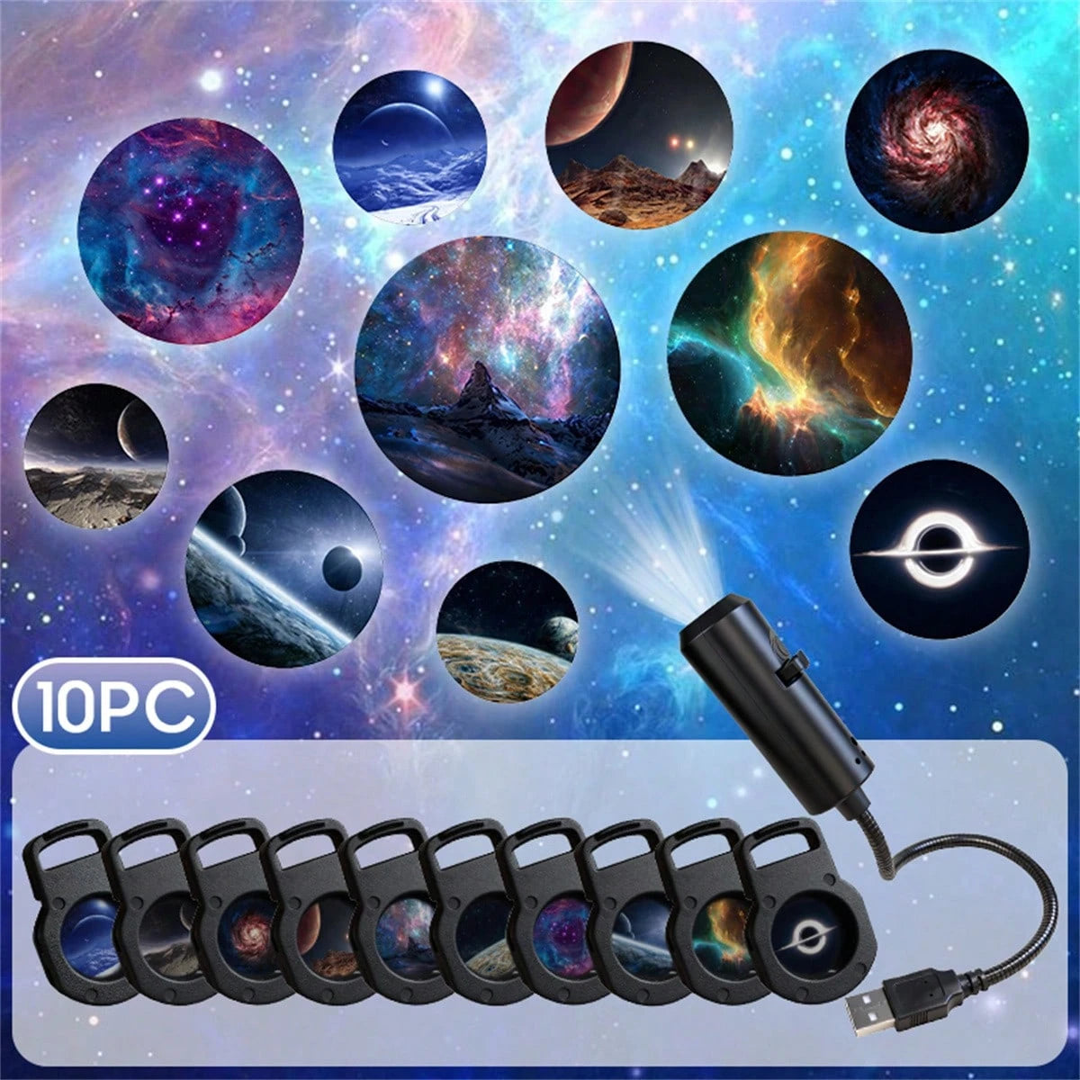 USB LED Starry Sky Projector. 360° Rotating Starry Sky Pattern.