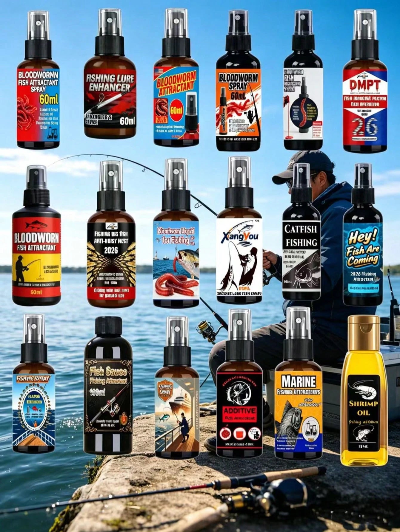 🎣 Concentrated Fish Attractant Liquid – 🐟Fast-Acting Red Worm Formula