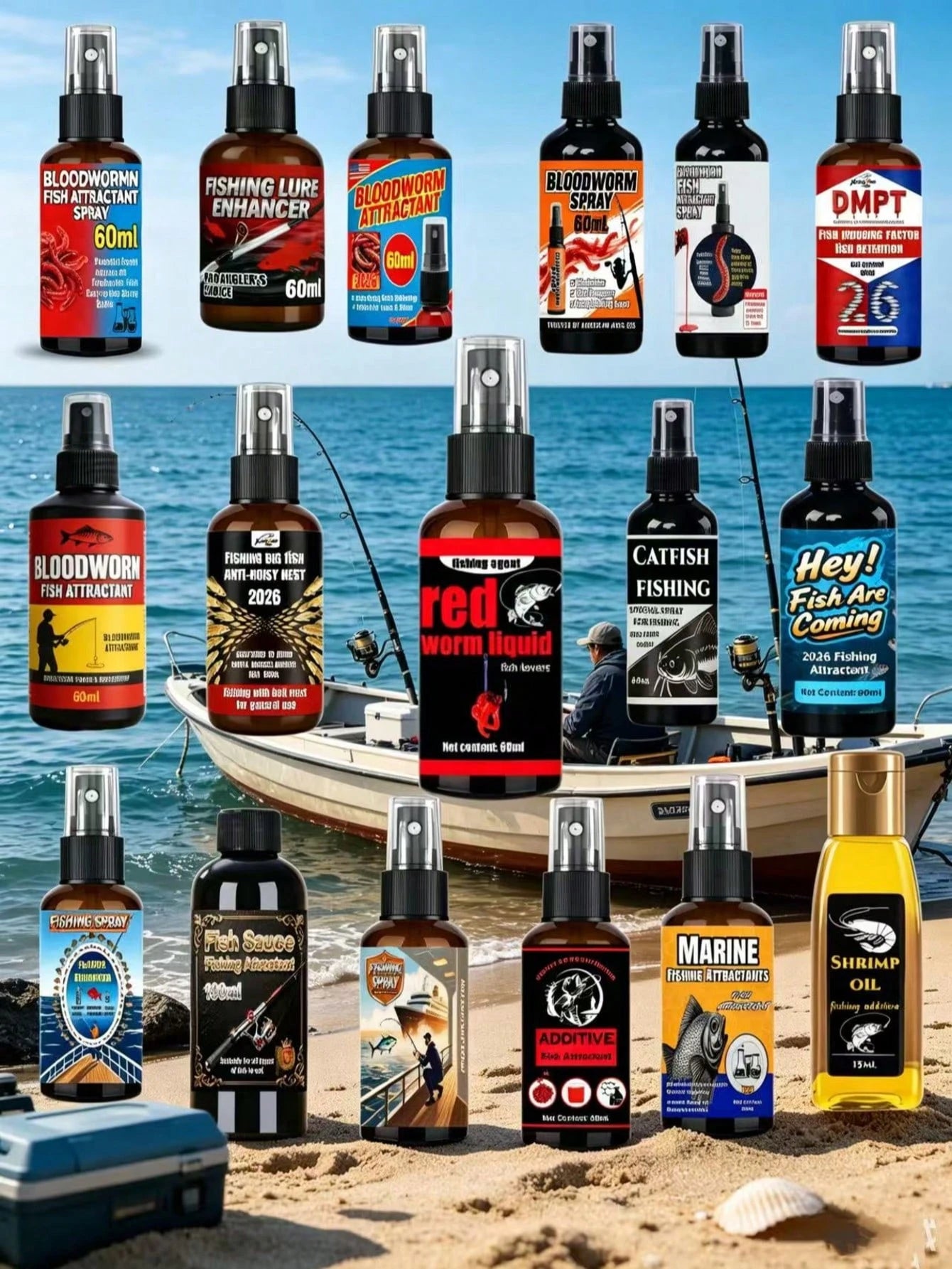 🎣 Concentrated Fish Attractant Liquid – 🐟Fast-Acting Red Worm Formula