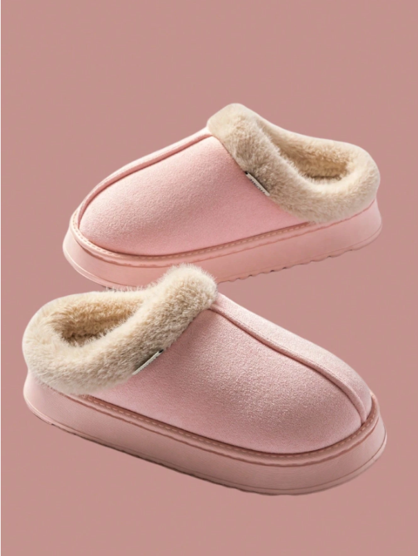 Women's Autumn/Winter Plush Lined Thick Sole Slippers, Comfortable Non-Slip Warm Indoor/Outdoor Soft Luxury Fuzzy Slides
