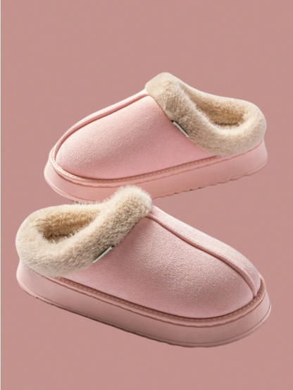 Women's Autumn/Winter Plush Lined Thick Sole Slippers, Comfortable Non-Slip Warm Indoor/Outdoor Soft Luxury Fuzzy Slides