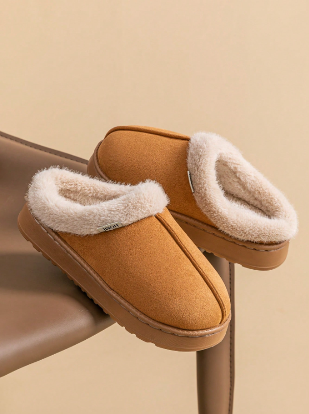 Women's Autumn/Winter Plush Lined Thick Sole Slippers, Comfortable Non-Slip Warm Indoor/Outdoor Soft Luxury Fuzzy Slides