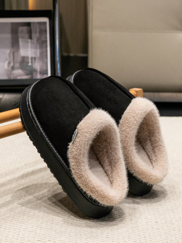 Women's Autumn/Winter Plush Lined Thick Sole Slippers, Comfortable Non-Slip Warm Indoor/Outdoor Soft Luxury Fuzzy Slides