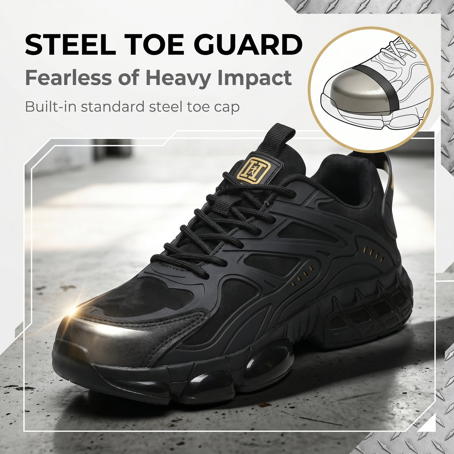 Men's Sneakers, Lightweight Breathable Anti-Smash Work Shoes