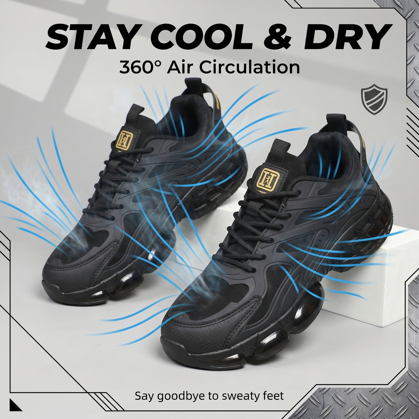 Men's Sneakers, Lightweight Breathable Anti-Smash Work Shoes