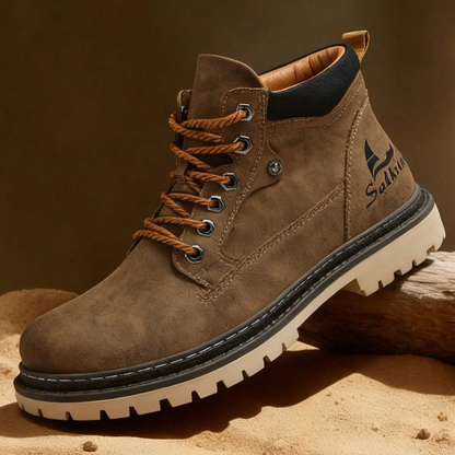 Classic Designer Handmade Men's Boots – Waterproof, Arch Support, Pressure Relief, Spacious Toe Box Outdoor Shoes
